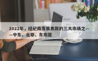 2022年，经纪商发展焦距的三大市场之——中东、北非、东南亚