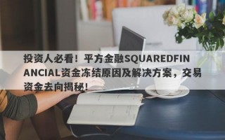 投资人必看！平方金融SQUAREDFINANCIAL资金冻结原因及解决方案，交易资金去向揭秘！