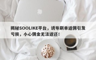 揭秘SOOLIKE平台，诱导刷单返佣引发亏损，小心佣金无法返还！