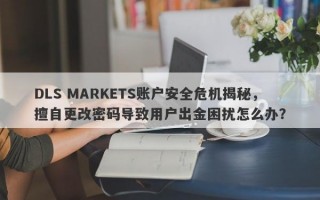 DLS MARKETS账户安全危机揭秘，擅自更改密码导致用户出金困扰怎么办？