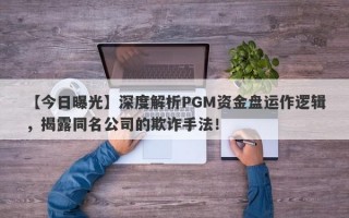 【今日曝光】深度解析PGM资金盘运作逻辑，揭露同名公司的欺诈手法！