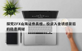 探究ZFX山海证券真相，投资入金诱惑背后的隐患揭秘