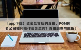 【app下载】资金盘背后的真相，PGM同名公司如何操作资金流向？真相调查与解析！