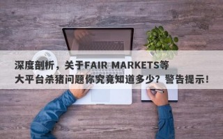 深度剖析，关于FAIR MARKETS等大平台杀猪问题你究竟知道多少？警告提示！