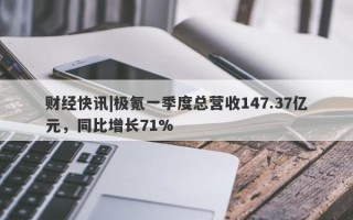 财经快讯|极氪一季度总营收147.37亿元，同比增长71%