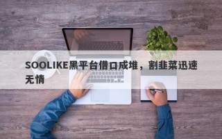 SOOLIKE黑平台借口成堆，割韭菜迅速无情