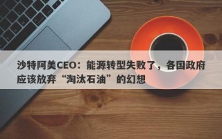 沙特阿美CEO：能源转型失败了，各国政府应该放弃“淘汰石油”的幻想